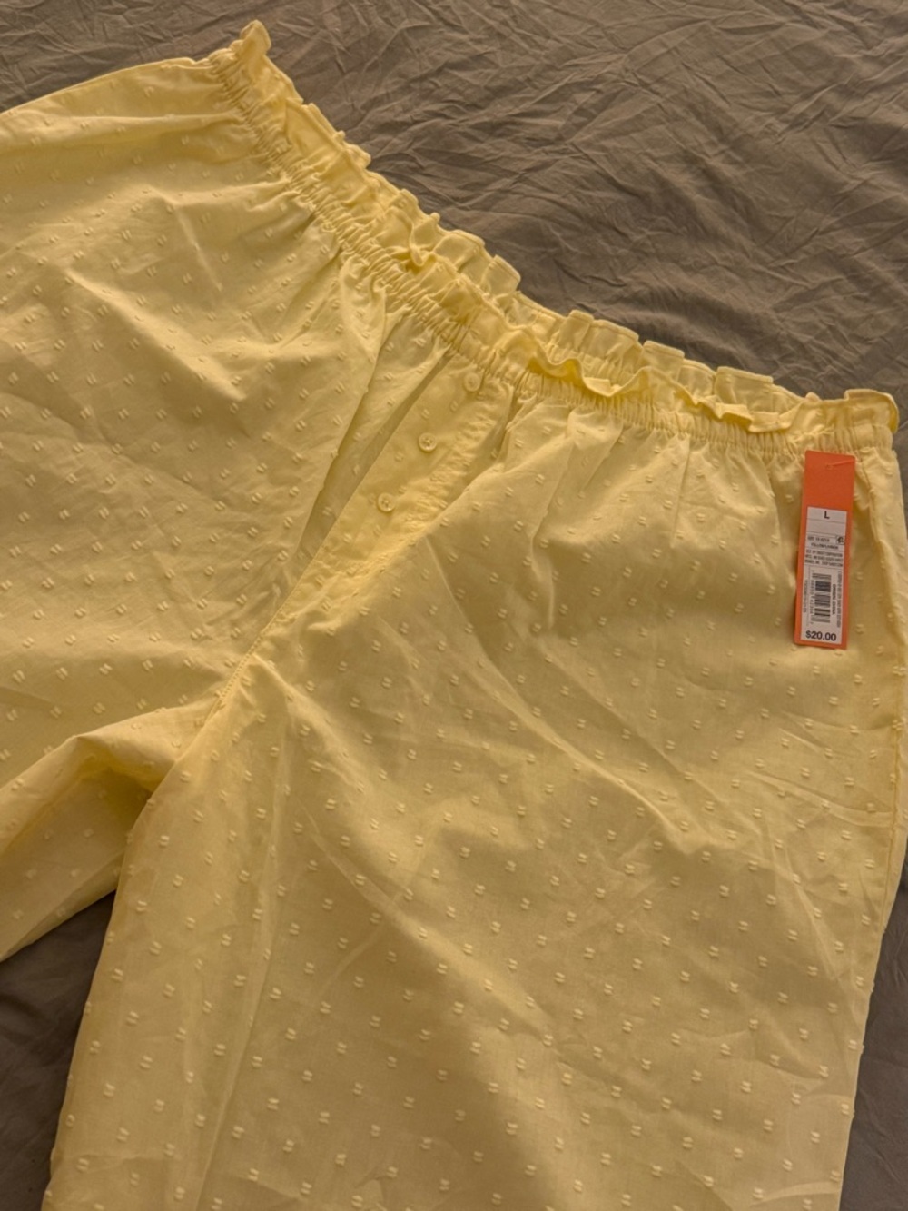 Colsie Pale Yellow Swiss Dot Elastic Waist Pants